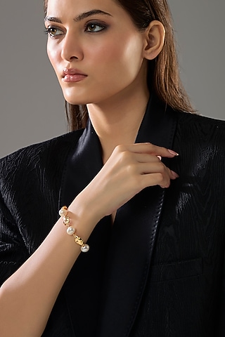Gold Plated Freshwater Pearl Bracelet by SUCRA