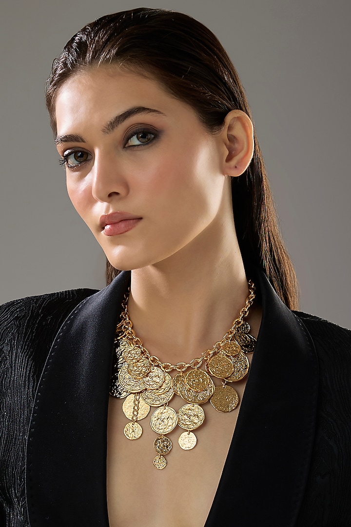 Gold Plated Medallion Choker Necklace by SUCRA at Pernia's Pop Up Shop