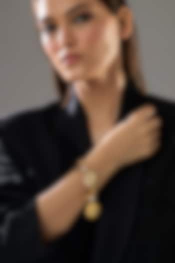 Gold Plated Hammered Coin & Freshwater Pearl Bracelet by SUCRA at Pernia's Pop Up Shop
