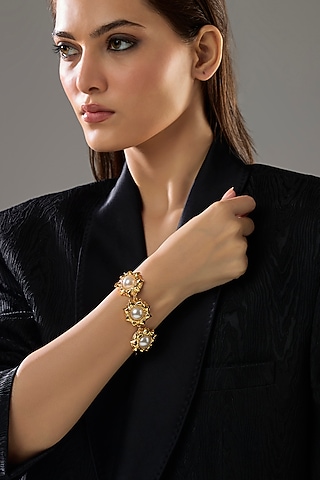 Gold Plated Pearl Bracelet by SUCRA