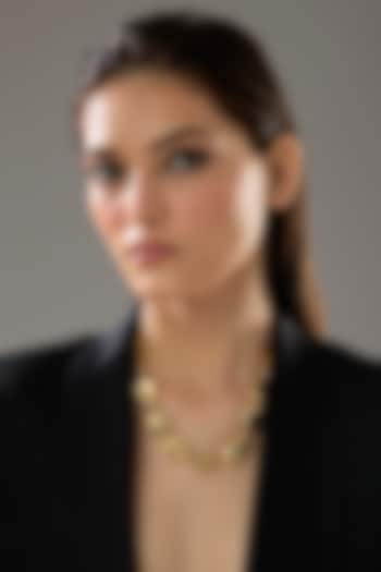 Gold Finish Beaded Pebble Necklace by SUCRA at Pernia's Pop Up Shop