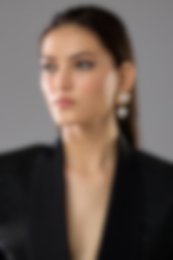 Gold Finish Pearl Drop Stud Earrings by SUCRA at Pernia's Pop Up Shop