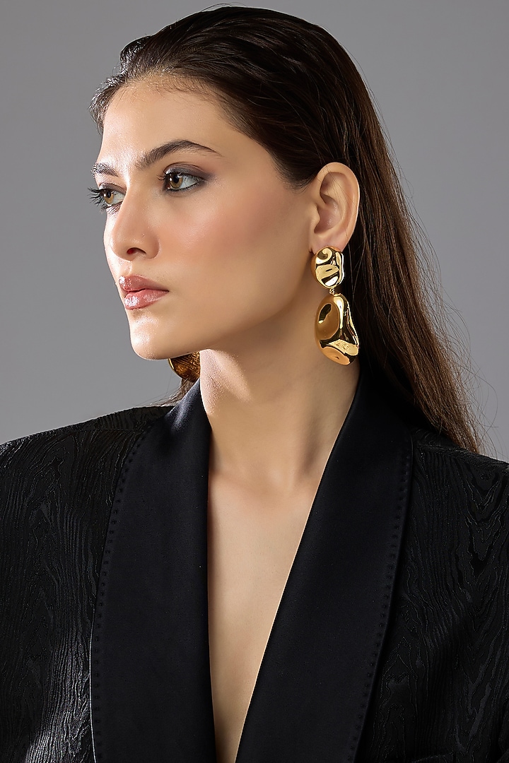 Gold Finish Statement Earrings by SUCRA at Pernia's Pop Up Shop