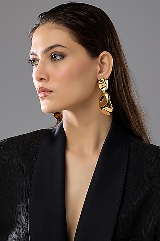 Gold Finish Statement Earrings by SUCRA
