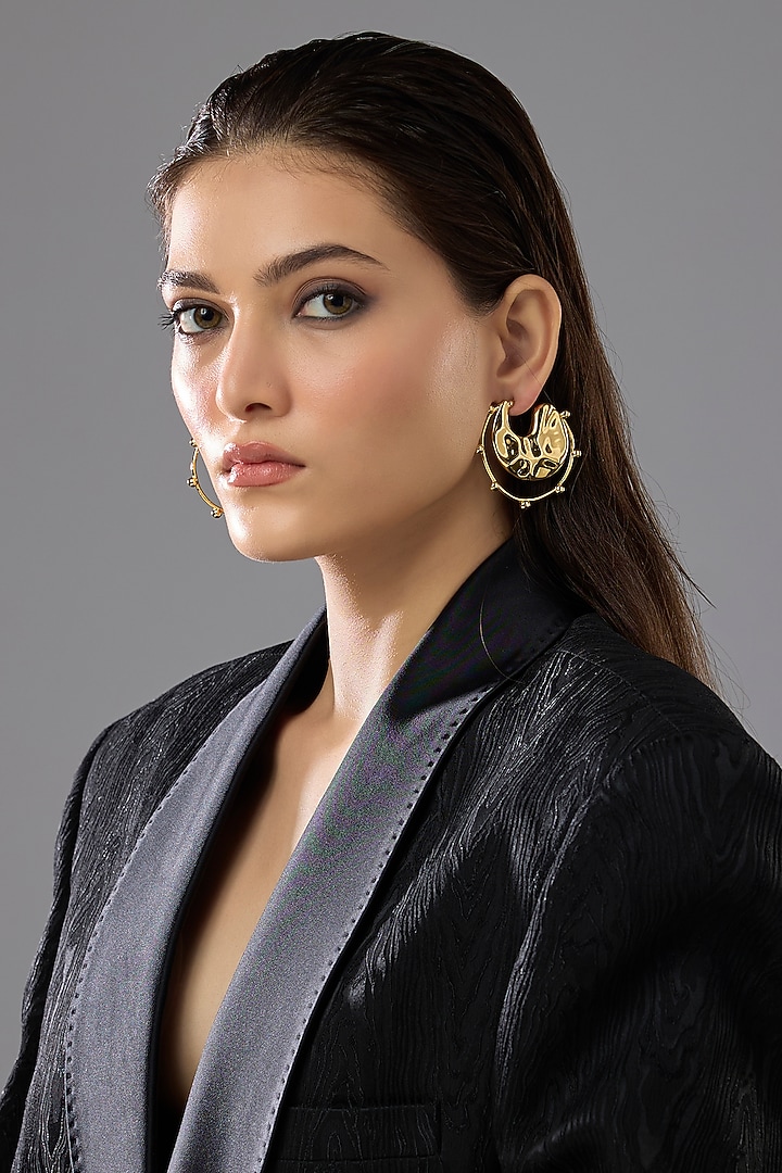 Gold Finish Orbit Hoop Earrings by SUCRA at Pernia's Pop Up Shop