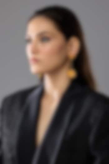 Gold Finish Floral Dangler Earrings by SUCRA at Pernia's Pop Up Shop