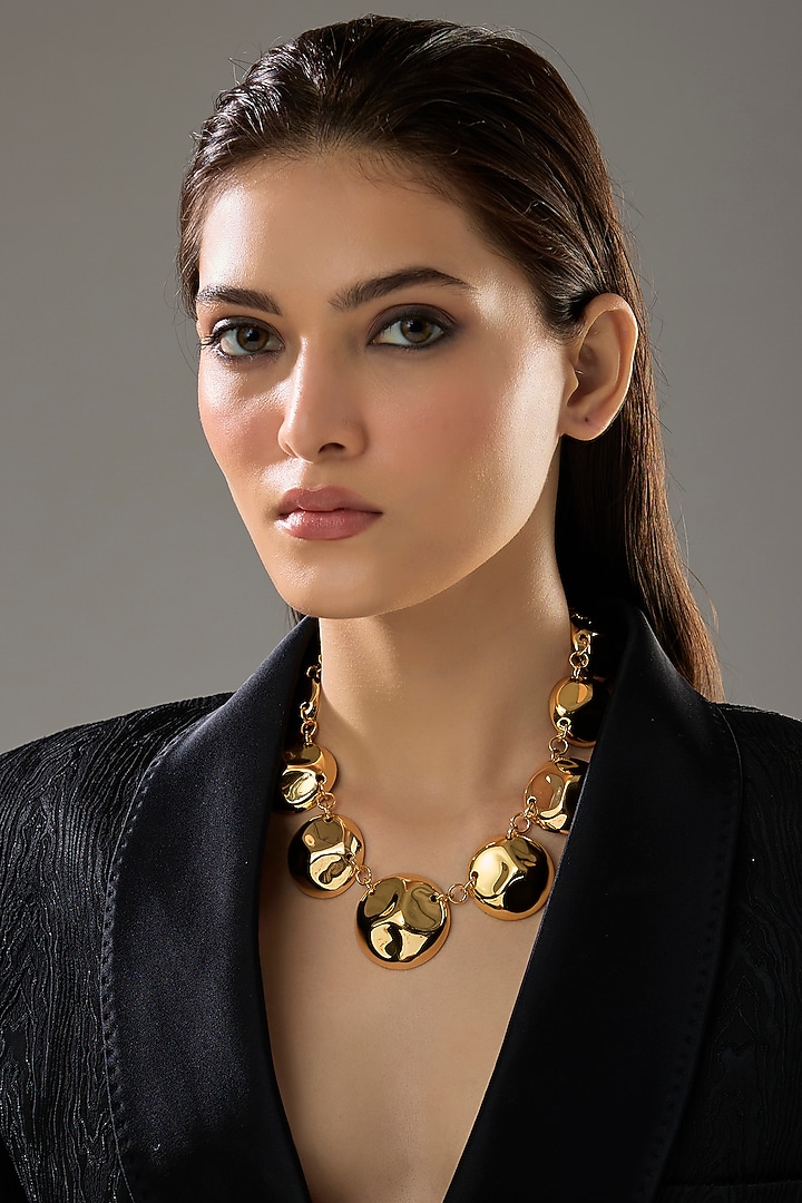 Gold Finish Disc Necklace by SUCRA at Pernia's Pop Up Shop