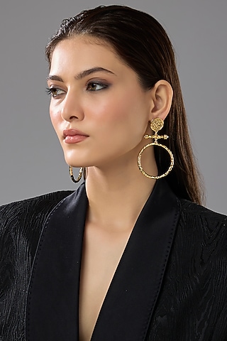 Gold Finish Orbit Statement Earrings by SUCRA