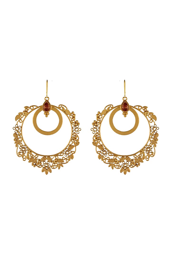 Gold Plated Crystal Chandbali Earrings by Suhani Pittie at Pernia's Pop Up Shop