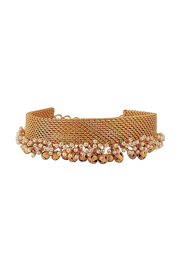 Gold Plated Pearl Mesh Choker Necklace by Suhani Pittie at Pernia's Pop Up Shop