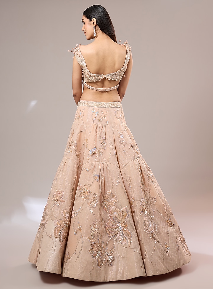 Pink Net 3D Embellished Bridal Lehenga Set by Sulakshana Monga Couture at Pernia's Pop Up Shop