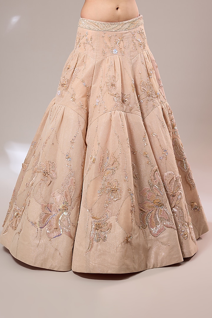 Pink Net 3D Embellished Bridal Lehenga Set by Sulakshana Monga Couture at Pernia's Pop Up Shop