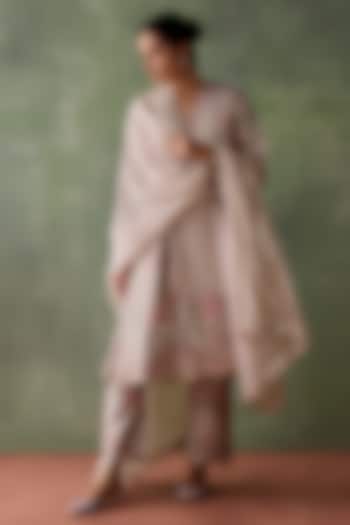 Grey Organza Resham & Mirror Embroidered Kurta Set by Suhino at Pernia's Pop Up Shop