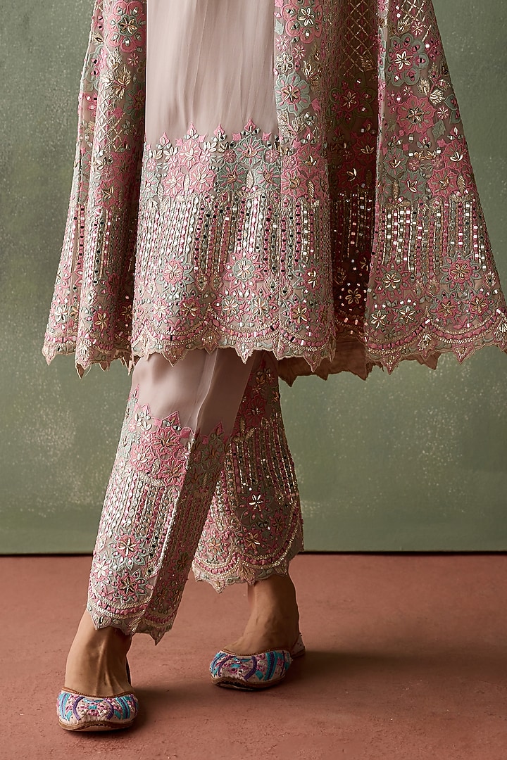 Grey Organza Resham & Mirror Embroidered Kurta Set by Suhino at Pernia's Pop Up Shop
