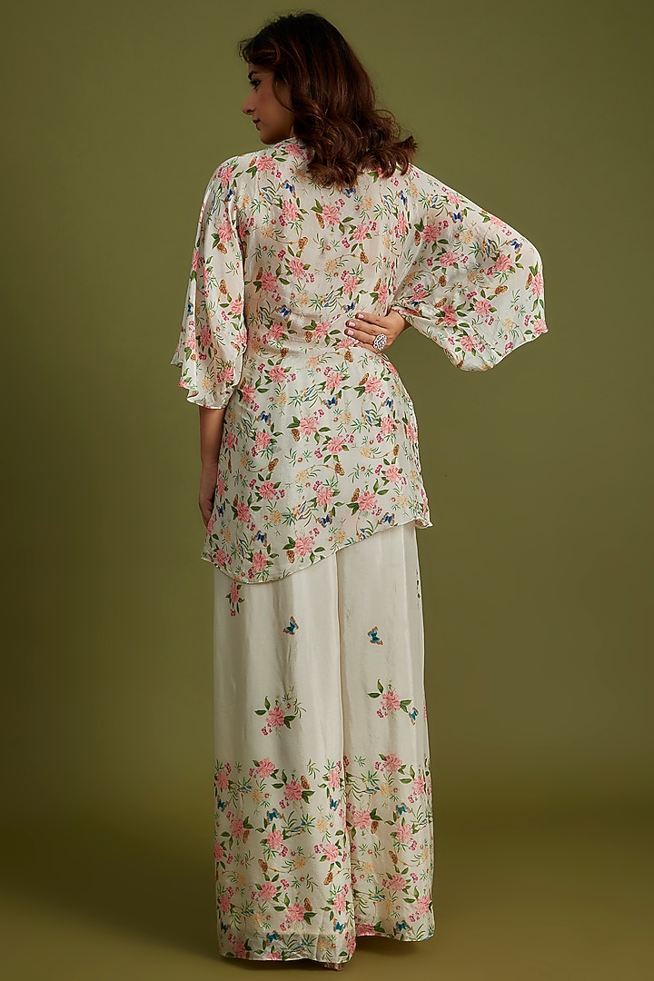 Off-White Georgette Crepe Co-Ord Set by Suruchi Parakh at Pernia's Pop Up Shop