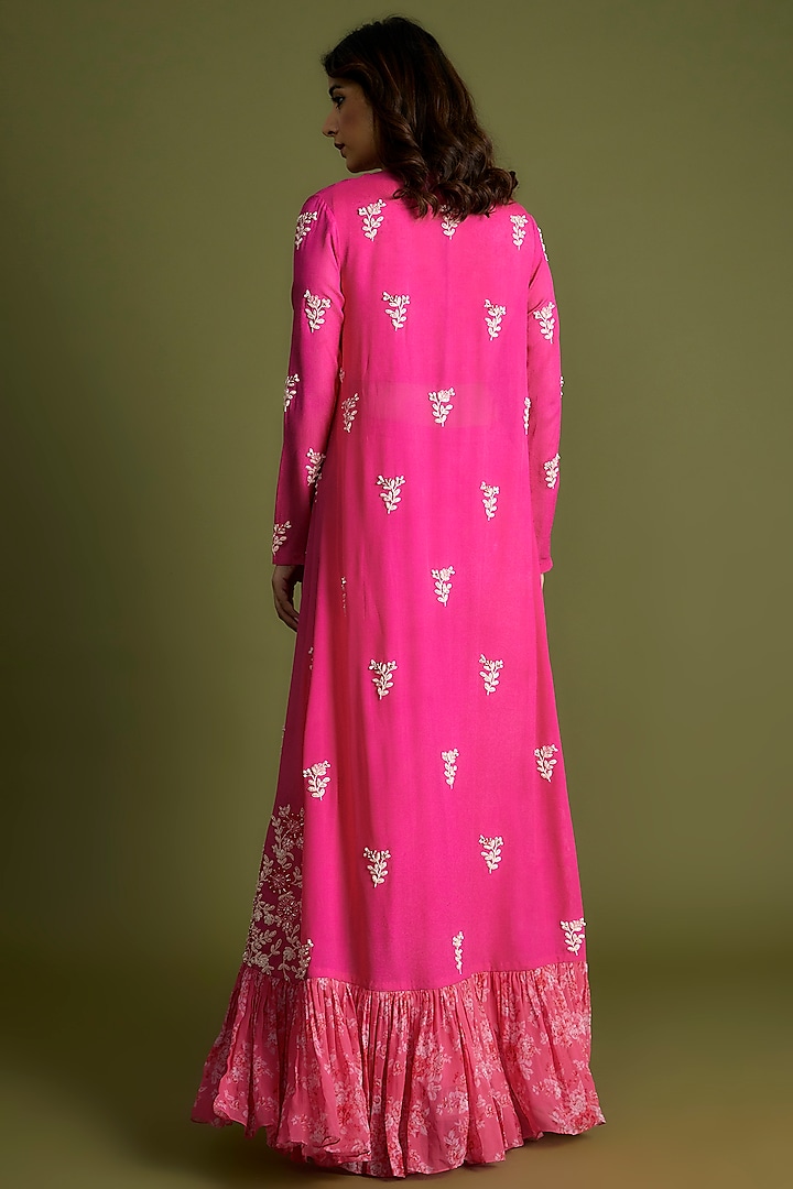 Pink Georgette Jacket Set by Suruchi Parakh at Pernia's Pop Up Shop