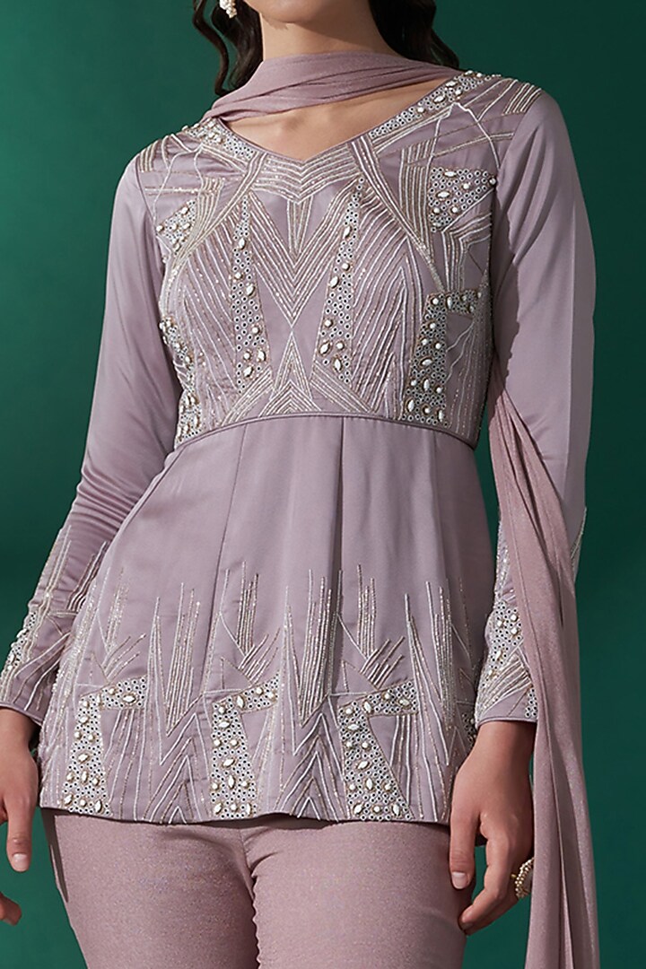 Nude Brown Georgette & Satin Flared Wedding Sharara Set by Suruchi Parakh at Pernia's Pop Up Shop