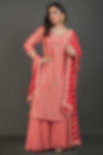 Burnt Orange Flared Sharara Set by Suruchi Parakh at Pernia's Pop Up Shop