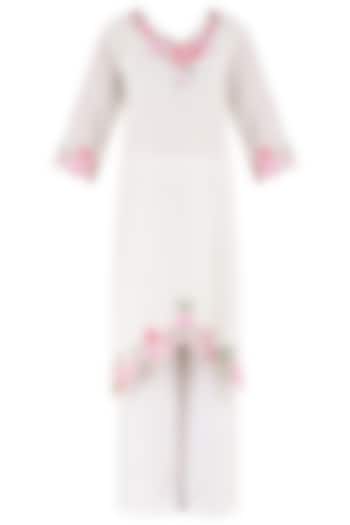 White embroidered kurta and palazzo pants set available only at Pernia's Pop Up Shop.
