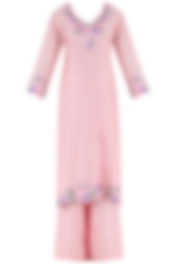 Pink thread embroidered kurta and palazzo pants set available only at Pernia's Pop Up Shop.
