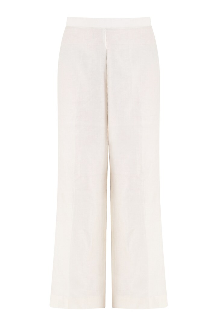 White embroidered and tassel buttons kurta and palazzo pants set available only at Pernia's Pop Up Shop.