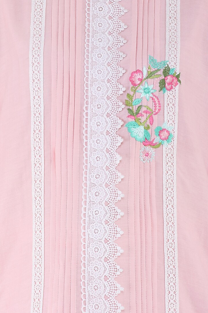 Blush pink thread embroidered kurta and palazzo pants set available only at Pernia's Pop Up Shop.