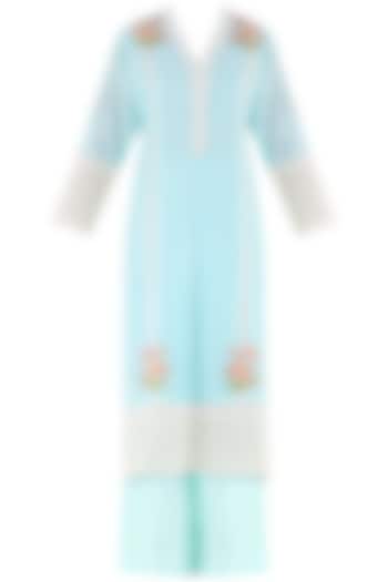 Powder blue embroidered motifs kurta and palazzo pants set available only at Pernia's Pop Up Shop.