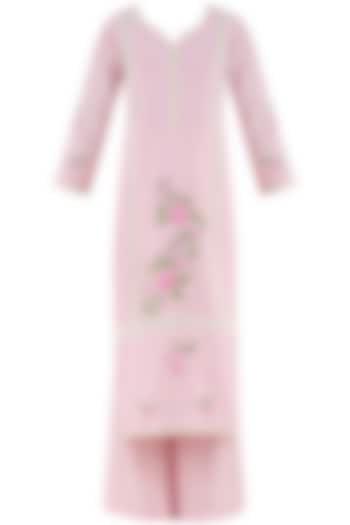 Blush pink embroidered motifs kurta and palazzo pants set available only at Pernia's Pop Up Shop.