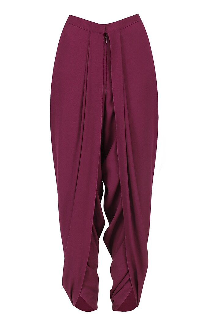 Grey Asymmetric tunic with purple dhoti pants set available only at Pernia's Pop Up Shop.