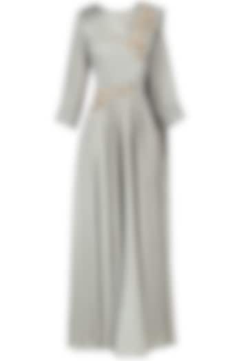 Grey embroidered drape gown available only at Pernia's Pop Up Shop. 2023