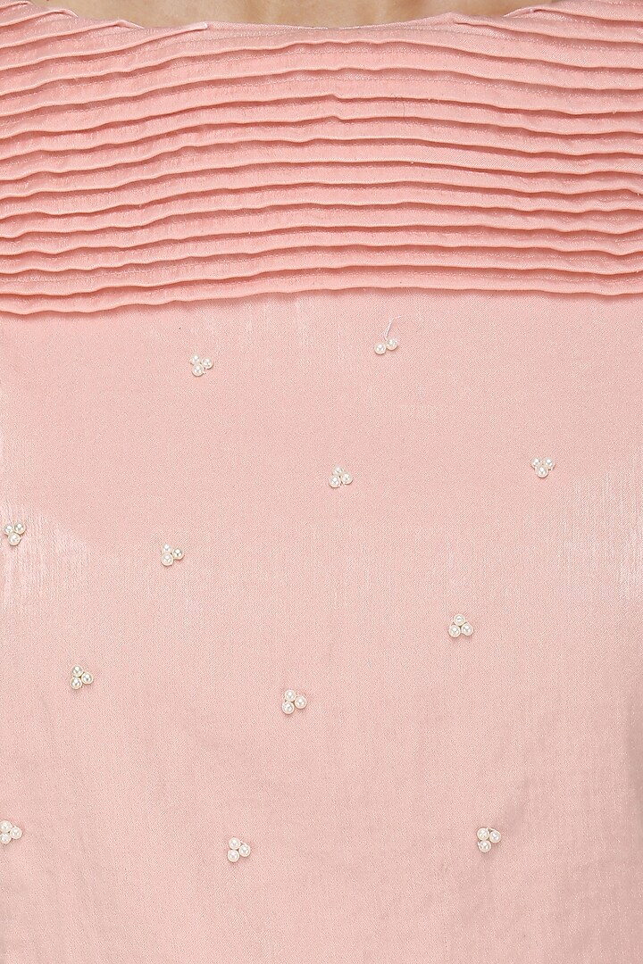 Pink embroidered top with drape dhoti pants set available only at Pernia's Pop Up Shop.