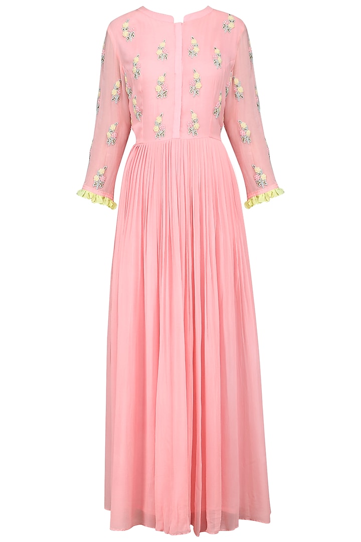 Blush Pink Pearl Embroidered Gown by Surabhi Arya