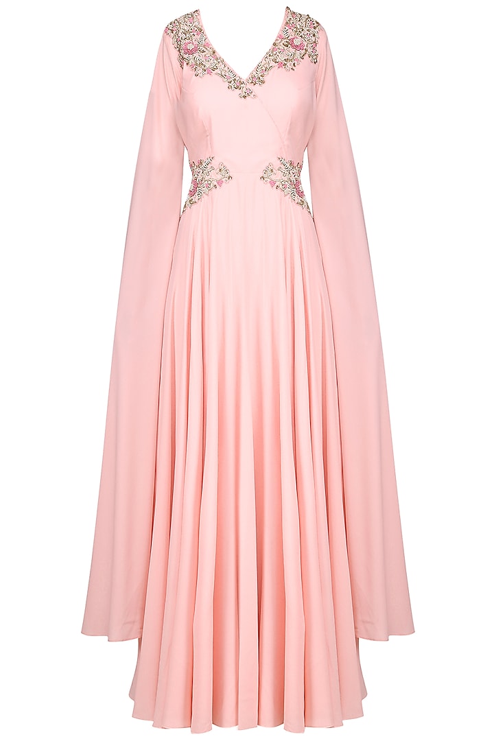 Baby Pink Embroidered Gown by Surabhi Arya