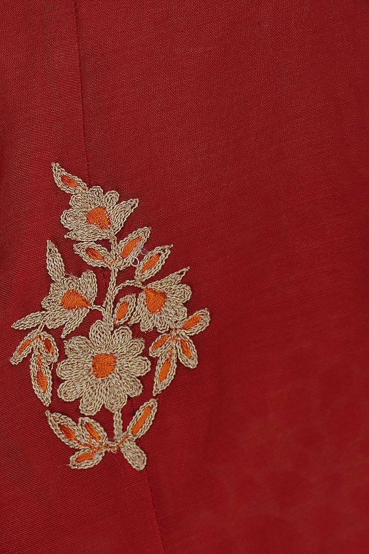 Red kasab embroided anarkali and slip available only at Pernia's Pop Up Shop.