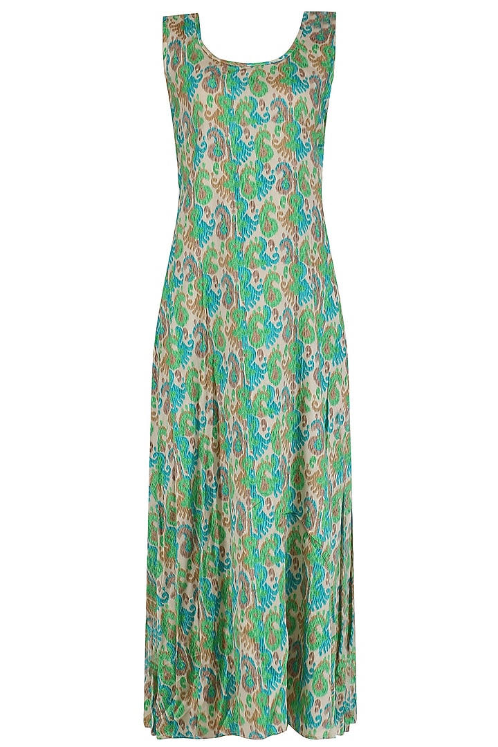 Green charkhi gota embroidered anarkali with printed slip available only at Pernia's Pop Up Shop.