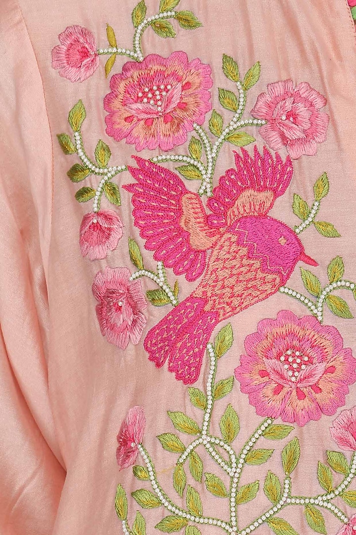 Pink Bird motif embroidered kurta and gharara set available only at Pernia's Pop Up Shop.