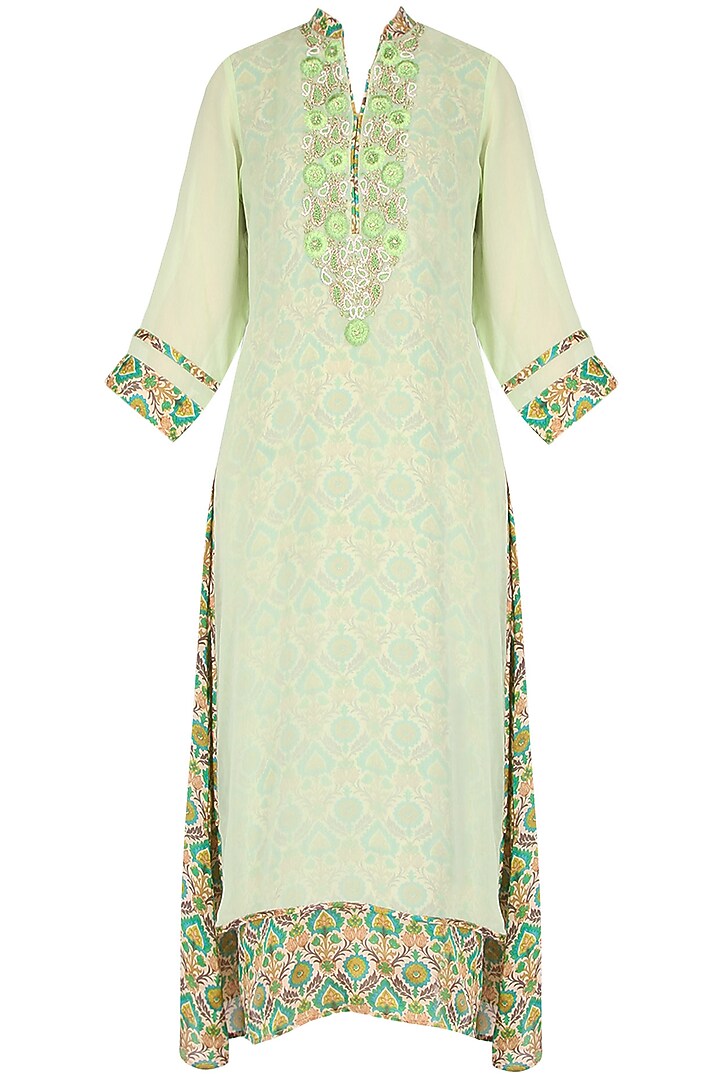 Green tunic with pearl threadwork embroidery available only at Pernia's Pop Up Shop.