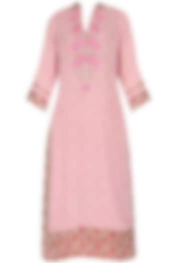 Pink tunic with pearl threadwork embroidery available only at Pernia's Pop Up Shop.