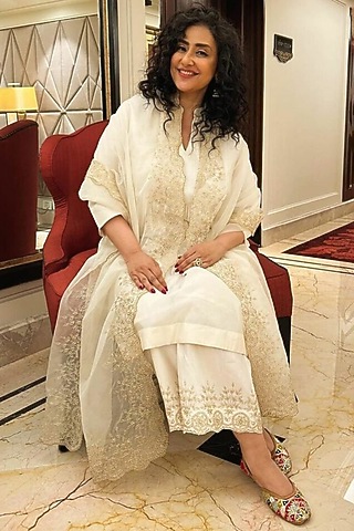 Ivory Silk Chanderi Kurta Set by Sureena Chowdhri
