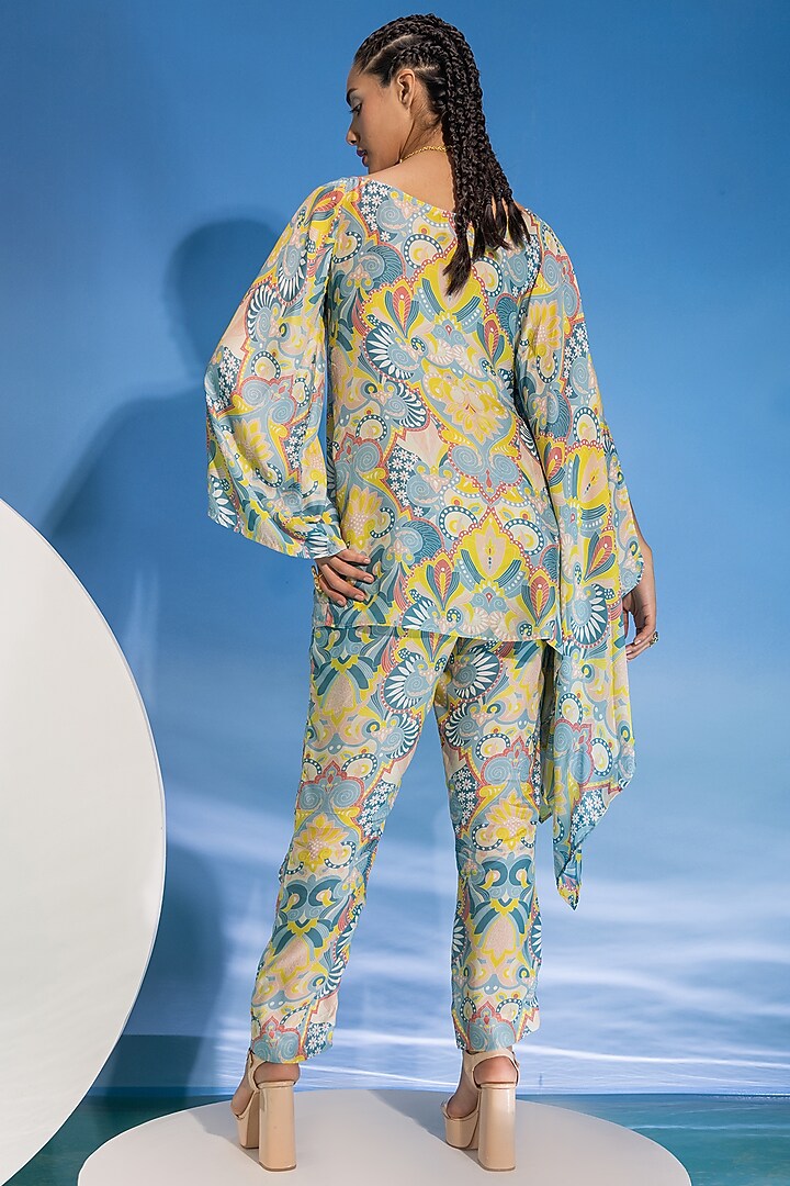 Multi-Colored Modal Satin Digital Printed & Embellished Co-Ord Set by Suramya at Pernia's Pop Up Shop