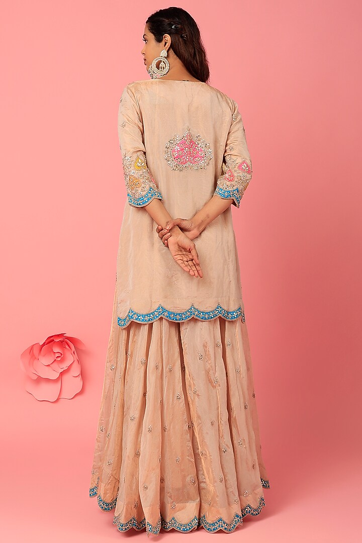 Dull Gold Tissue Wedding Sharara Set by SURBHI SHAH at Pernia's Pop Up Shop