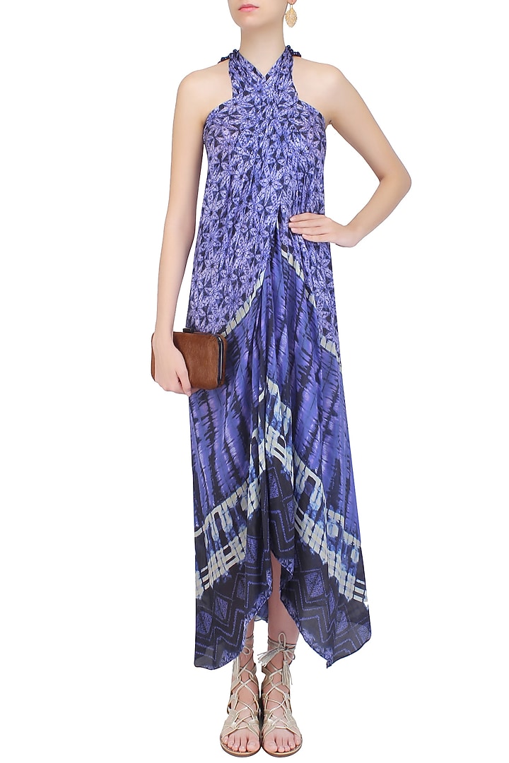 Blue tye and dye printed sarong dress available only at Pernia's Pop Up Shop.
