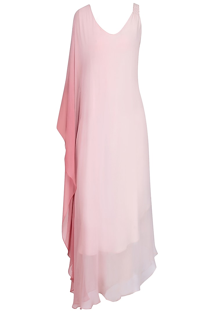 Pink Ombre Shaded One Sleeve Dress by Soutache