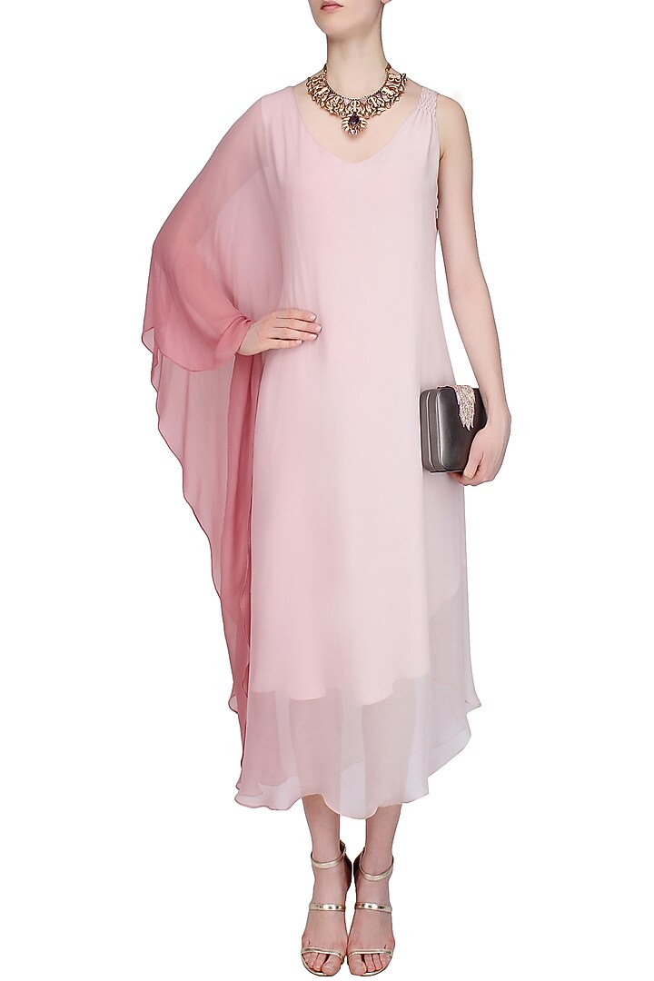 Pink ombre shaded one sleeve dress available only at Pernia's Pop Up Shop.