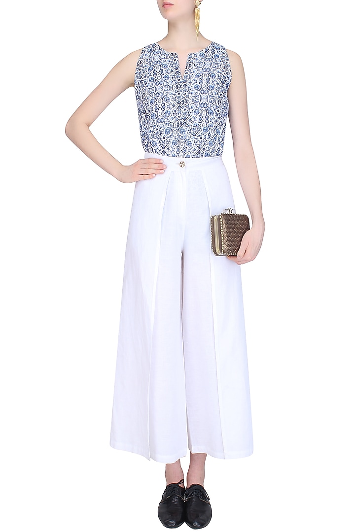 Blue abstract printed sleeveless top available only at Pernia's Pop Up Shop.
