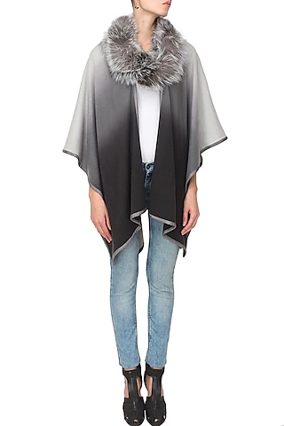 Grey to black ombre romancing the racoon cape by Soutache