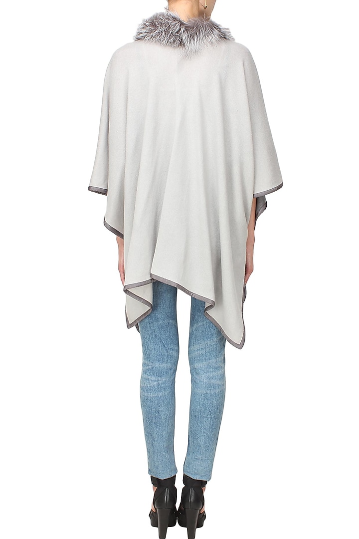 Grey to black ombre romancing the racoon cape available only at Pernia's Pop Up Shop.