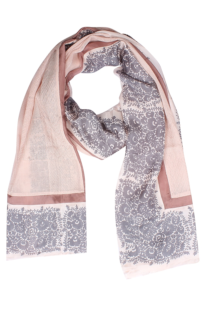 English rose print wool textured scarf by Soutache