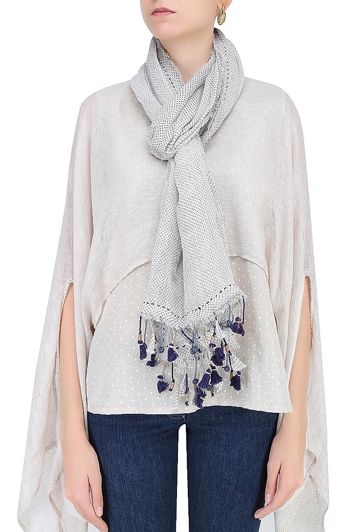 Natural and indigo printed stole available only at Pernia's Pop Up Shop.