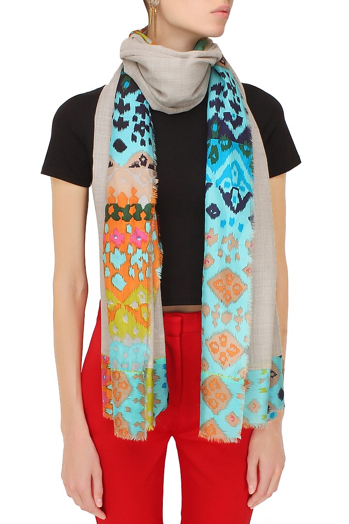 Beige ikat wrap available only at Pernia's Pop Up Shop.